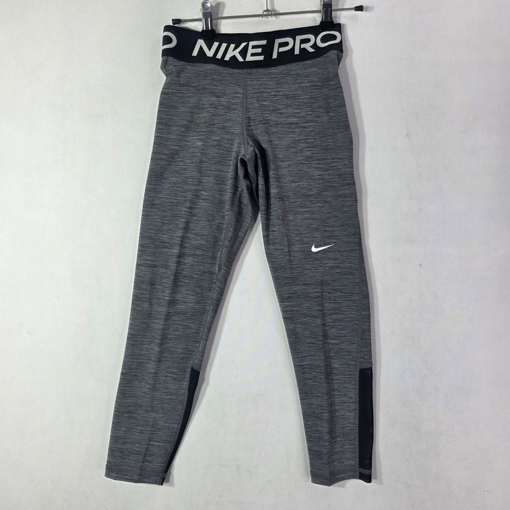 NEW Nike Pro Dri-FIT Womens Training Crop Leggings Grey Black XS